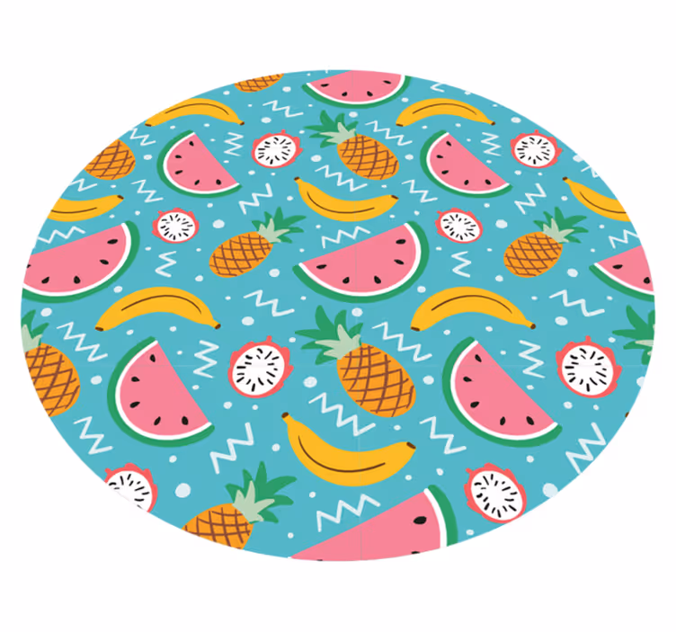 Tapete vinílico cozinha diversão com frutas tropicais - TenStickers