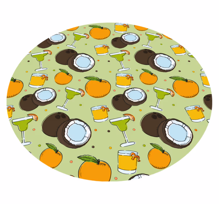 Tapete vinílico redondo coquetel de coco divertido - TenStickers