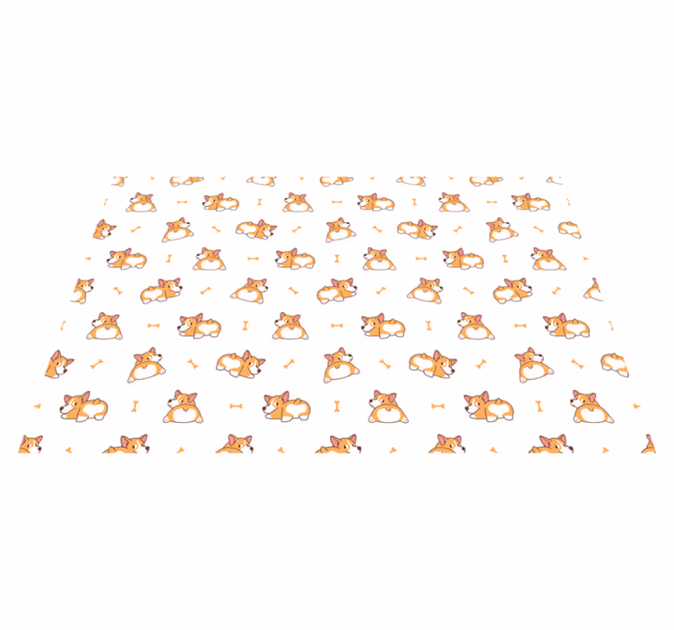 Tapete vinílico infantis personagens fofinhos de corgi - TenStickers