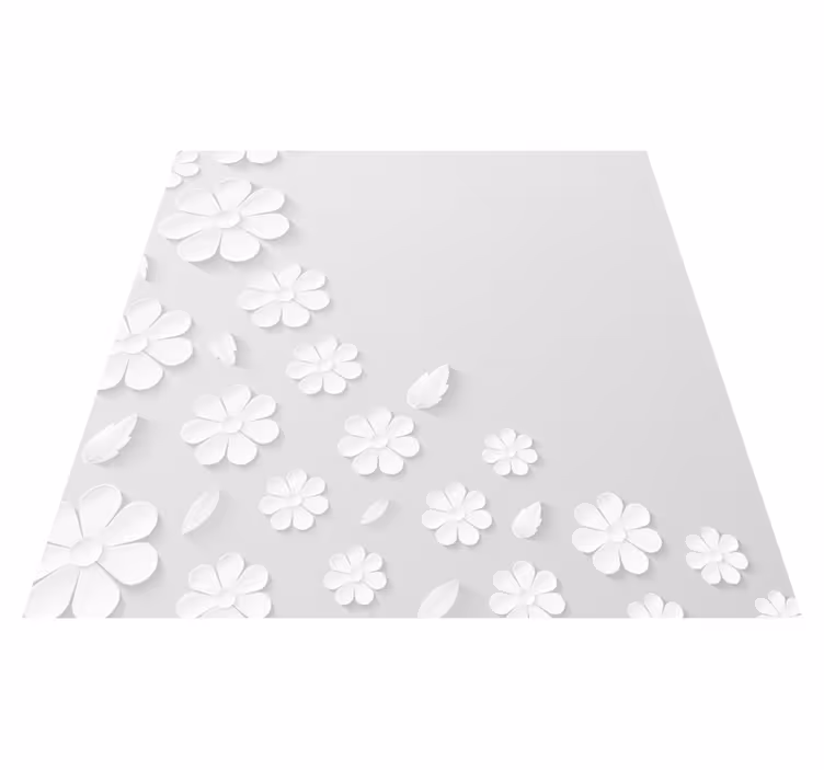 Tapete vinílico flores e plantas padrão floral branco - TenStickers