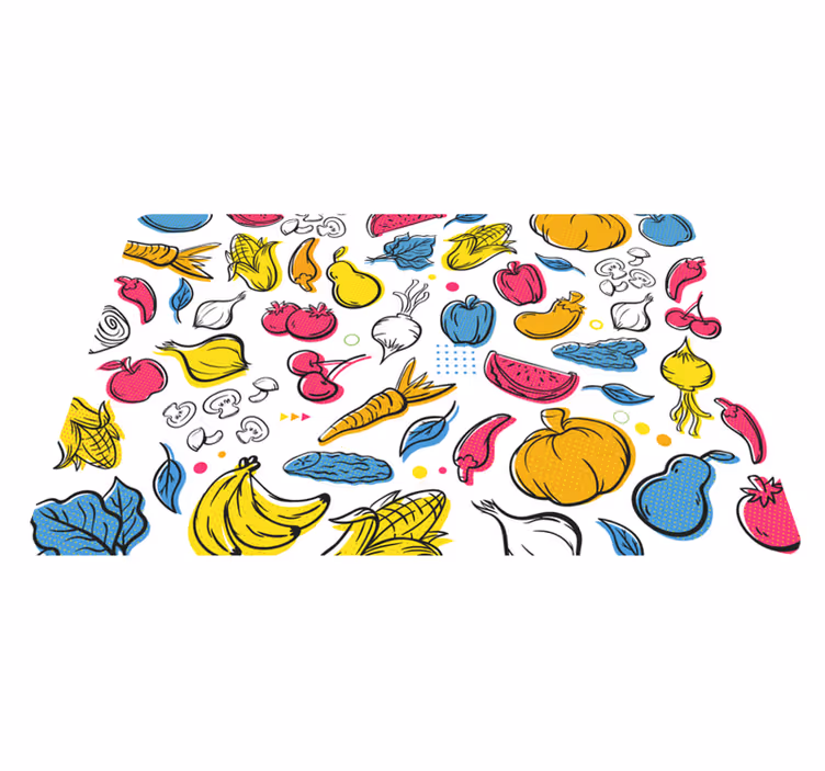 Tapete vinílico cozinha ilustração de frutas vibrantes - TenStickers