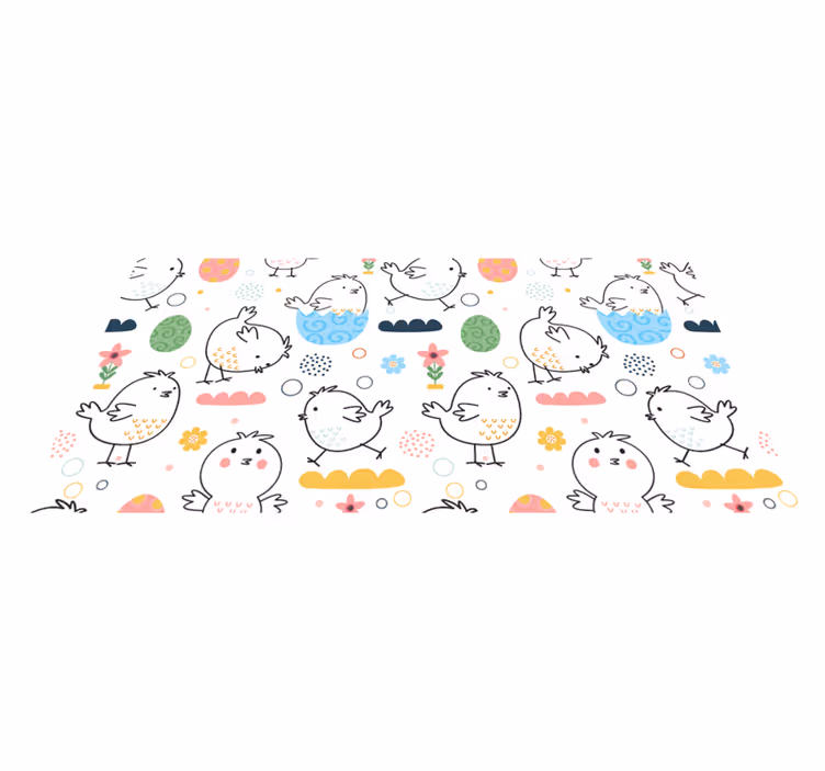 Tapete vinílico infantis padrão de galinhas encantadoras - TenStickers