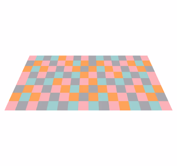 Tapete vinílico geométricas tabuleiro de xadrez colorido - TenStickers