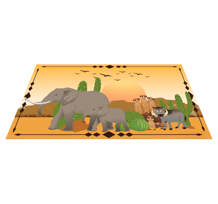 Tapete vinílico natureza expedição do elefante crepuscular - TenStickers