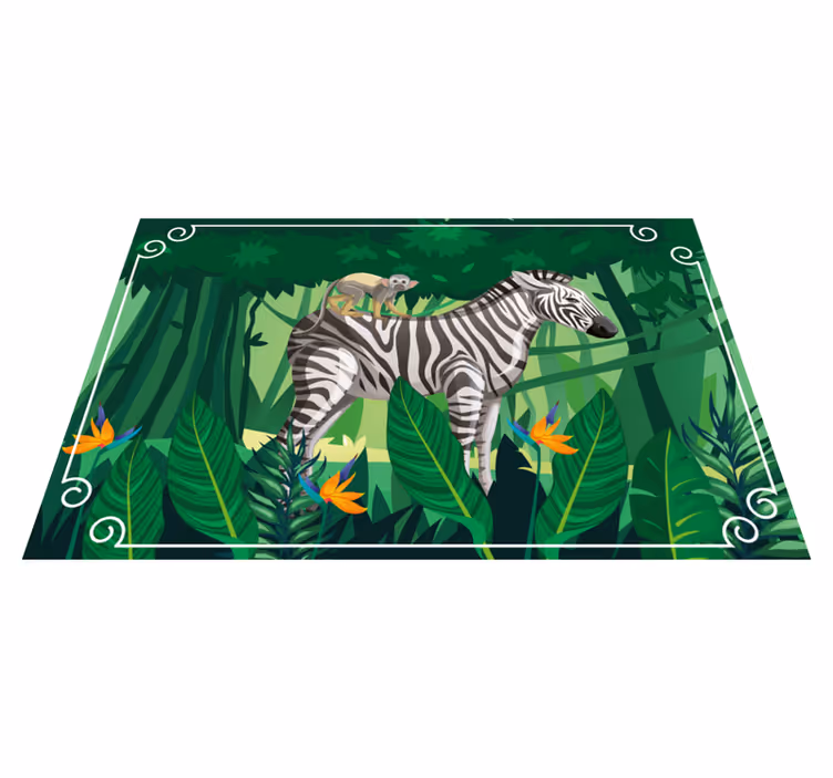 Tapete vinílico de animais zebra e macaco - TenStickers