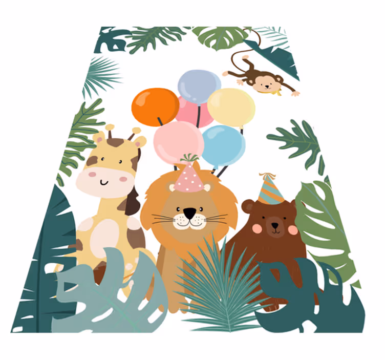 Tapete vinílico infantis celebração de animais de safári - TenStickers