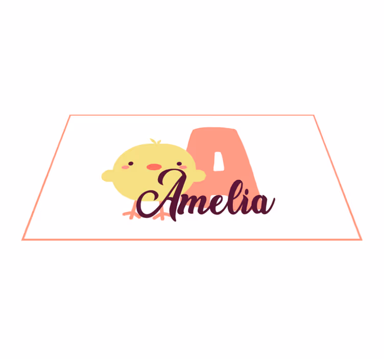 Tapete vinílico para bebés pintinho com nome e inicial - TenStickers