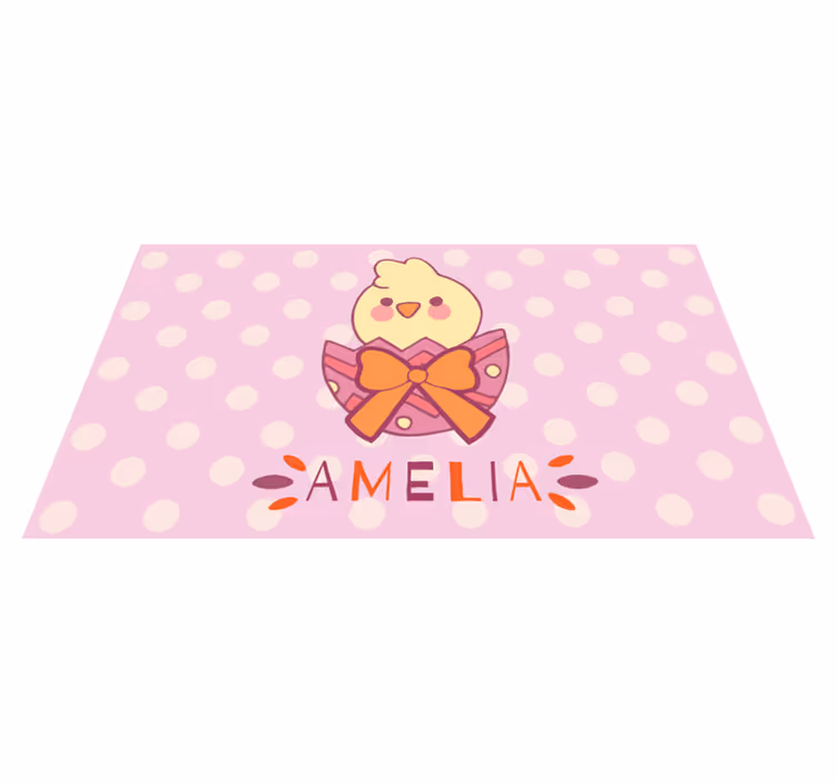 Tapete vinílico para bebés pintinho rosa com nome - TenStickers