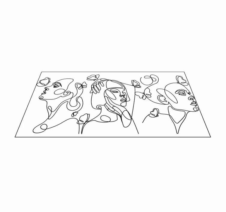 Tapete vinílico moderno rostos de arte de contorno - TenStickers