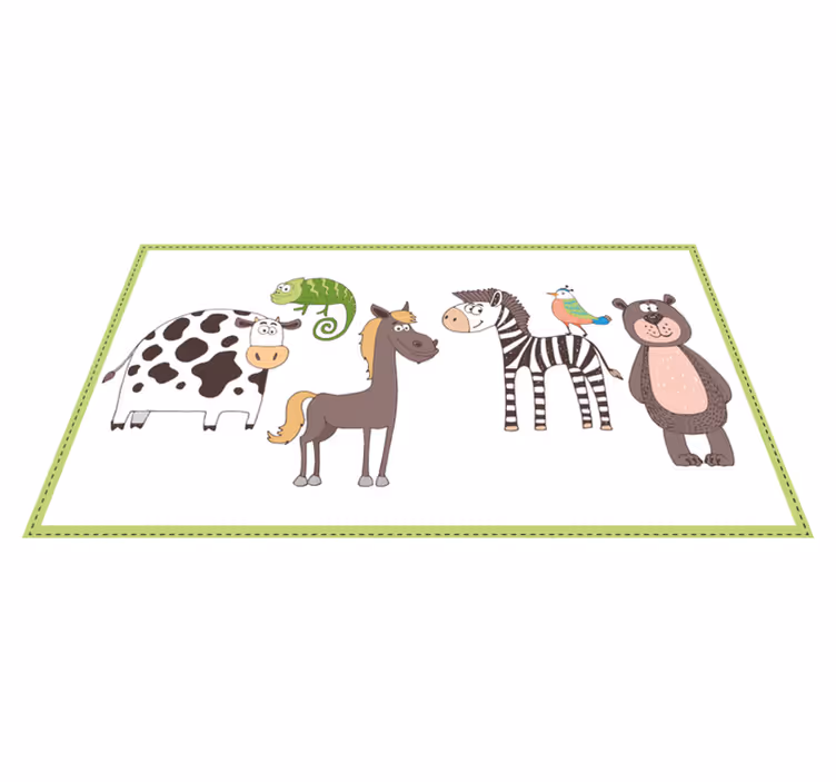 Tapete vinílico infantis amigos animais fofos - TenStickers