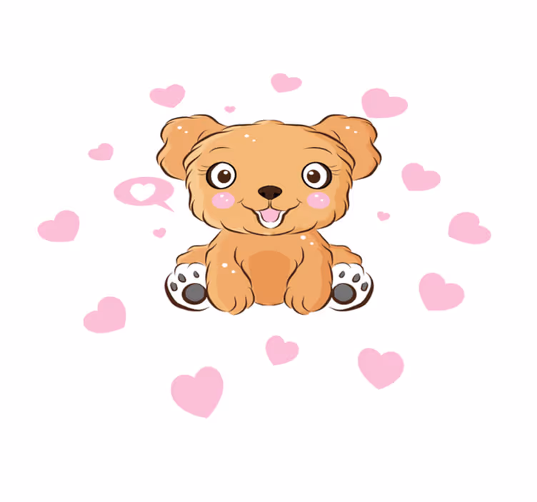 Tapete vinílico redondo ilustração de cachorrinho fofo - TenStickers