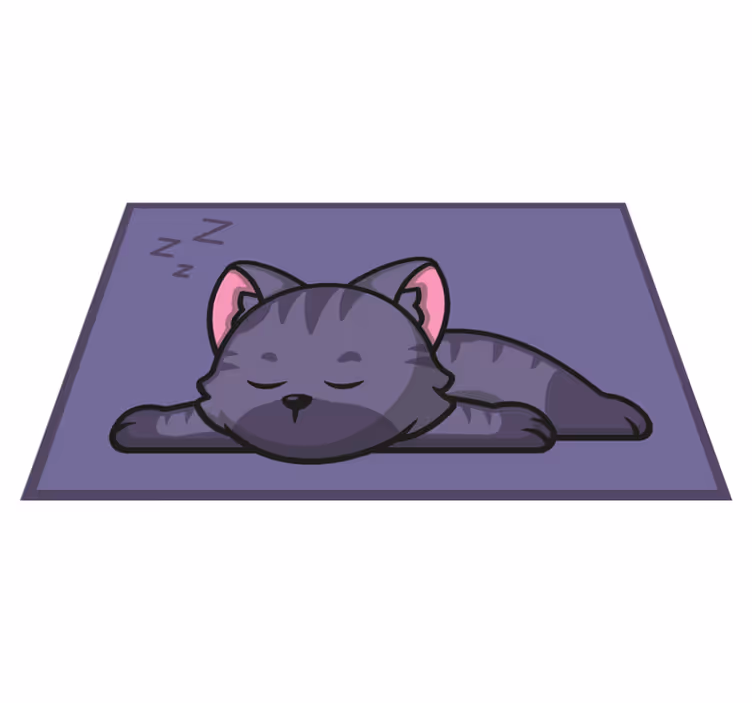 Gato fofo dormindo ícone desenho animado tapete animal - TenStickers