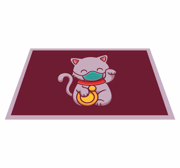 Tapete vinílico de animais gato usando máscara - TenStickers