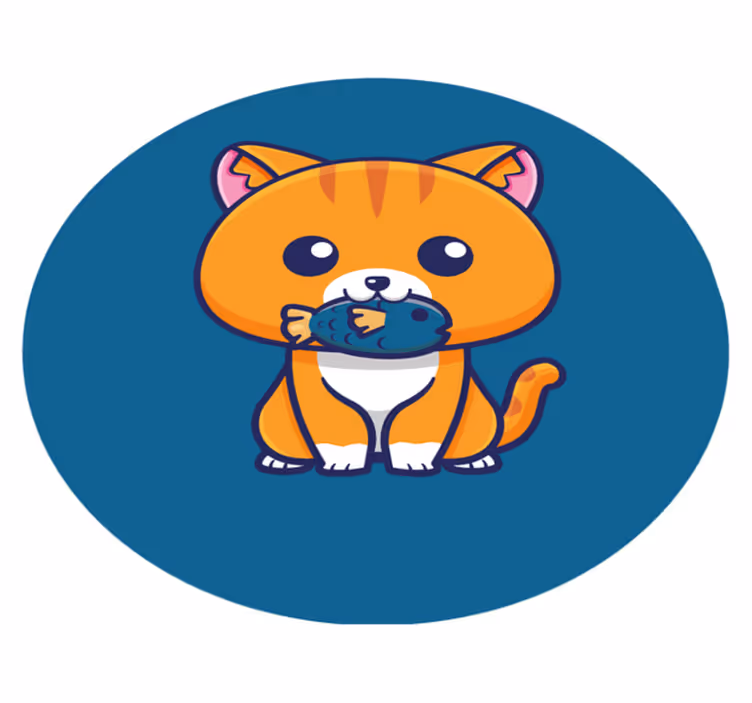 Tapete vinílico de animais círculo felino de desenho animado - TenStickers