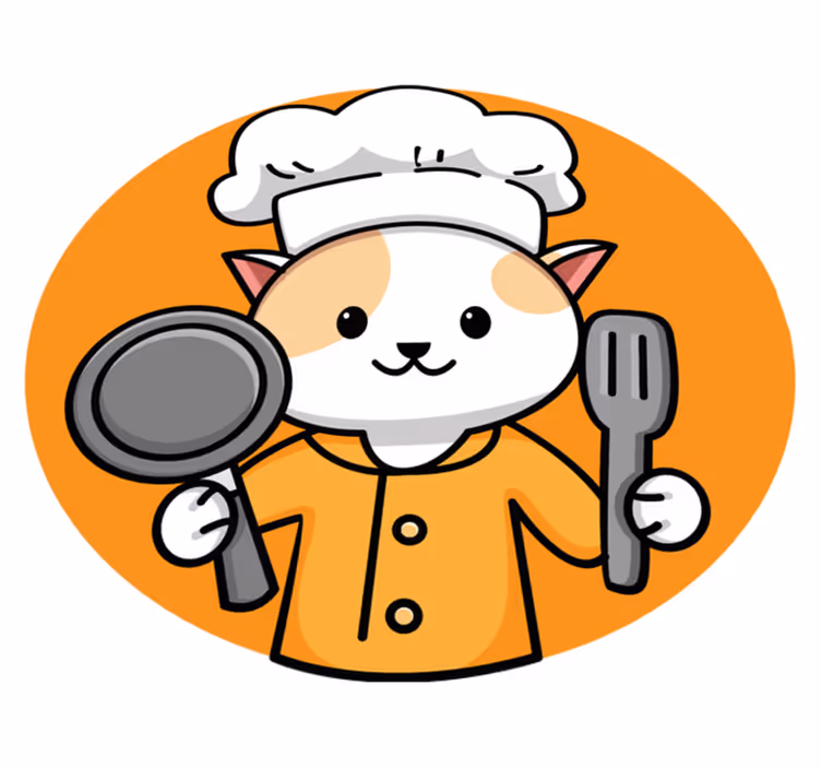 Tapete vinílico cozinha gato chef laranja - TenStickers