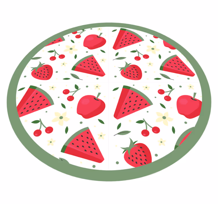 Tapete vinílico cozinha padrão floral de frutas - TenStickers