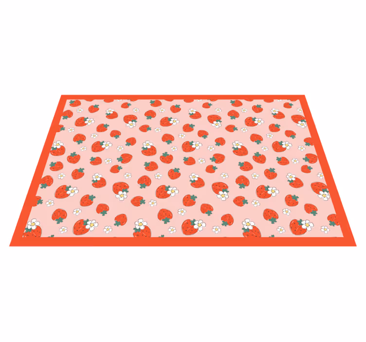 Tapete vinílico flores e plantas padrão floral de morango - TenStickers