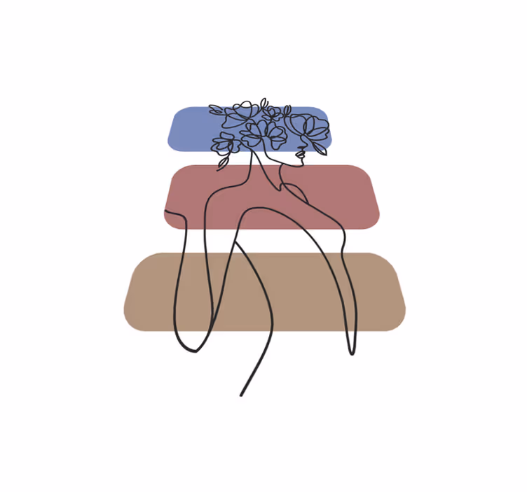 Tapete vinílico minimalista contorno botânico gracioso - TenStickers