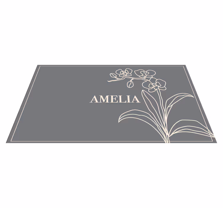 Tapete vinílico com nome elegante floral personalizado - TenStickers