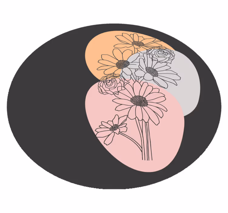 Tapete vinílico flores e plantas composição circular - TenStickers