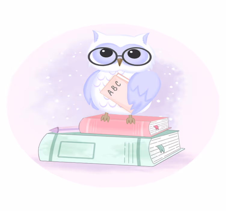 Tapete vinílico de animais ilustração de coruja inteligente - TenStickers