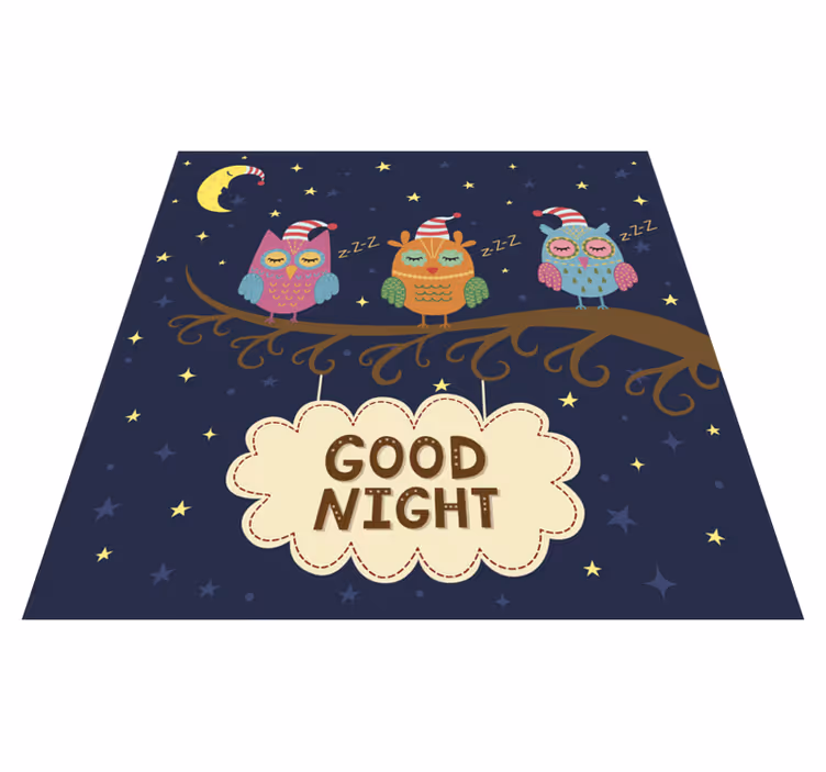 Tapete vinílico de animais trio de corujas sonolentas - TenStickers