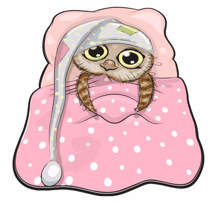 Tapete vinílico infantis coruja fofa dormindo - TenStickers