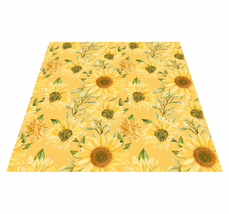 Tapete vinílico flores e plantas emblema de girassol - TenStickers