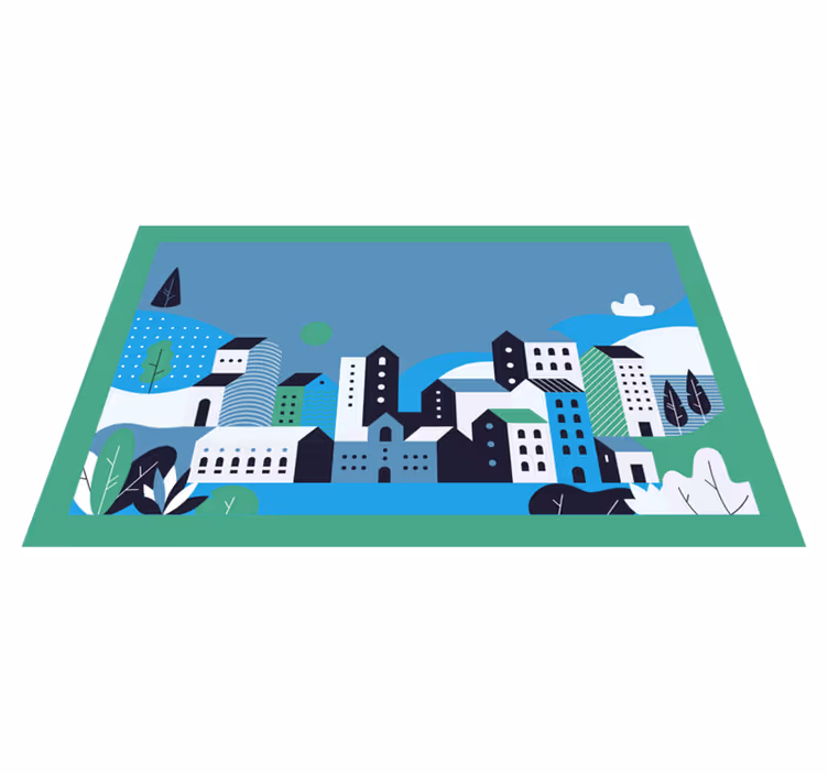 Tapete em vinil infantil paisagem urbana azul - TenStickers
