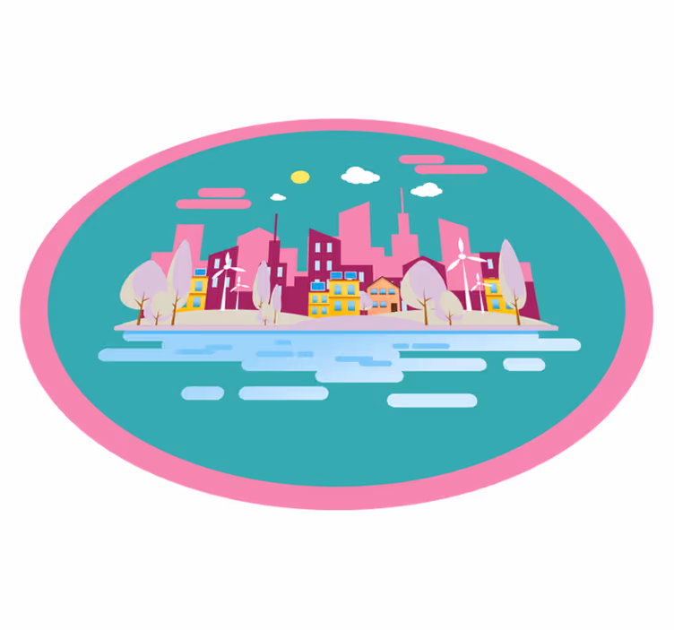Tapete em vinil infantil paisagem urbana colorida - TenStickers