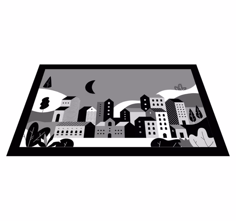 Tapete vinílico moderno paisagem urbana em preto e branco - TenStickers