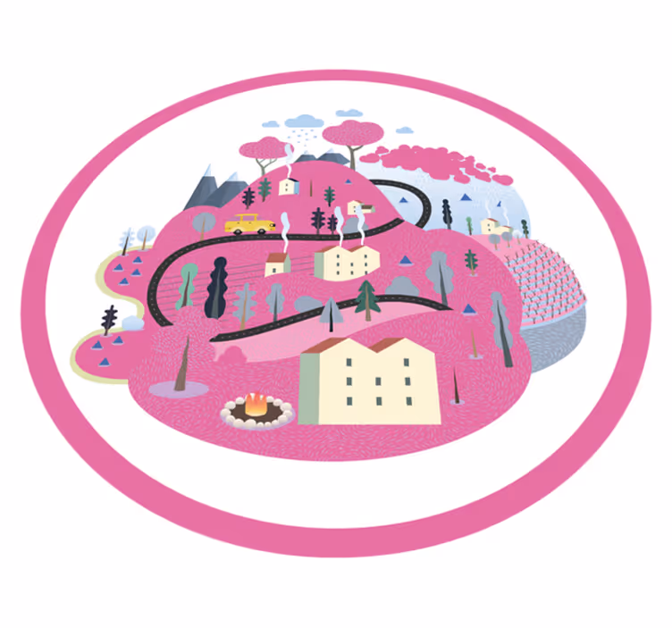 Tapete vinílico de estradas cena de vila colorida - TenStickers