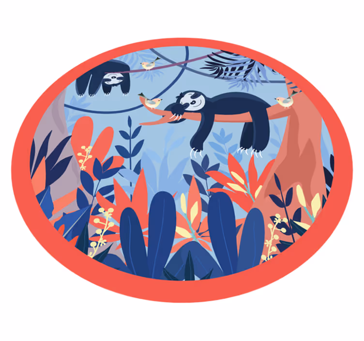 Tapete vinílico estampa de animal cena de selva de preguiça - TenStickers