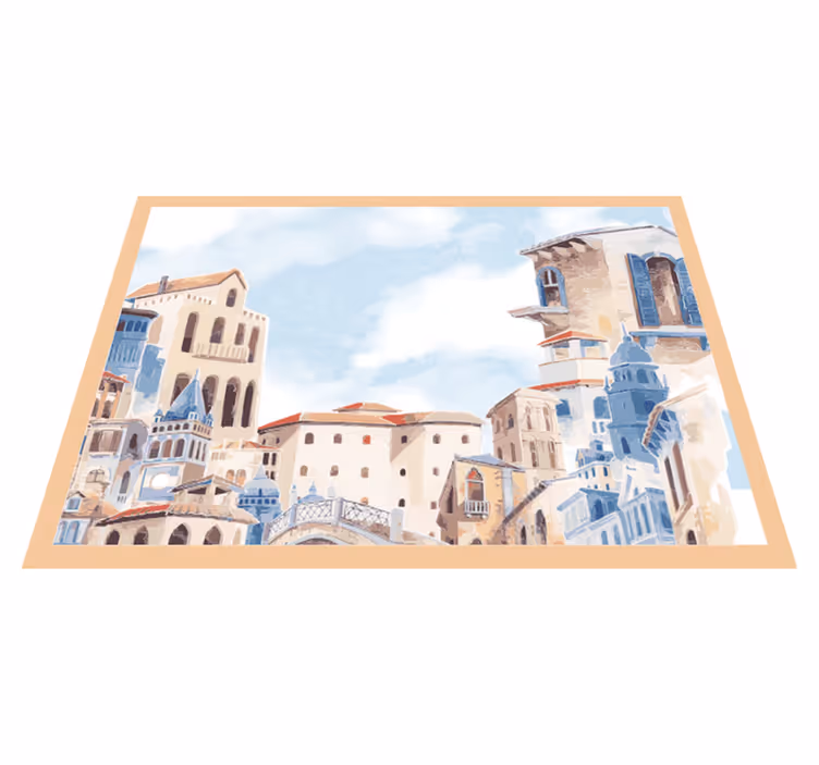 Tapete vinílico quarto paisagem urbana costeira - TenStickers