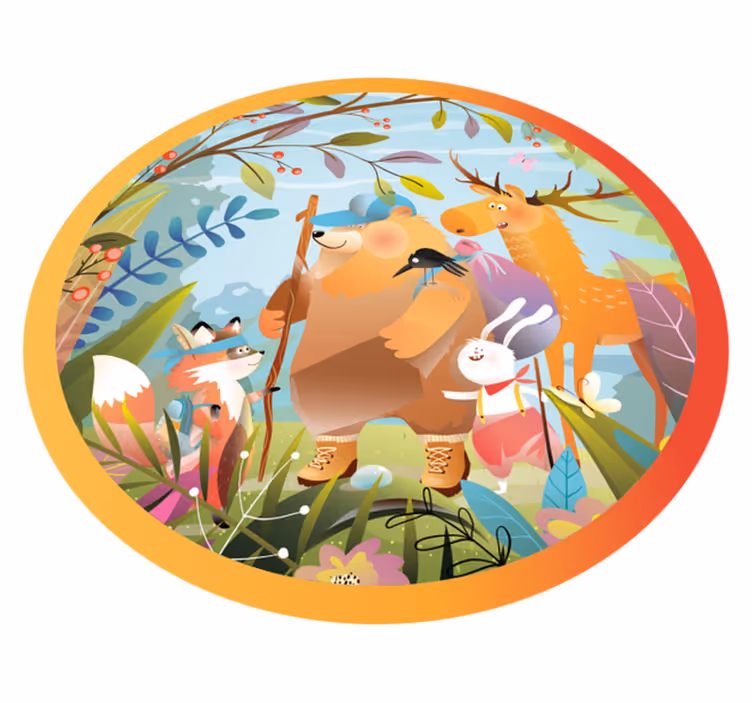 Tapete vinílico infantis amigos da floresta reunidos - TenStickers