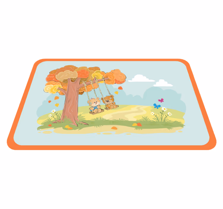 Tapete vinílico infantis ursinhos em balanços - TenStickers