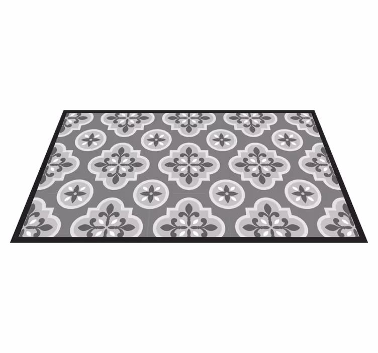 Tapete vinílico azulejos padrão floral em tons de cinza - TenStickers