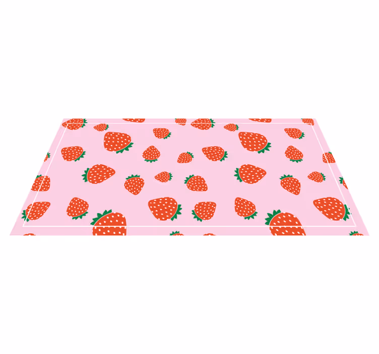 Tapete vinílico flores e plantas motivo de morango rosa - TenStickers
