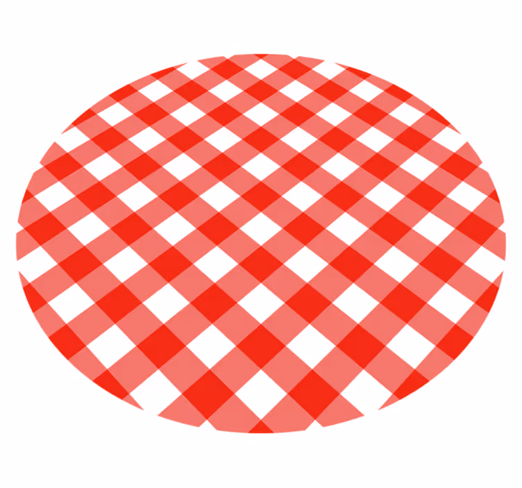 Tapete vinílico redondo padrão de xadrez vermelho - TenStickers