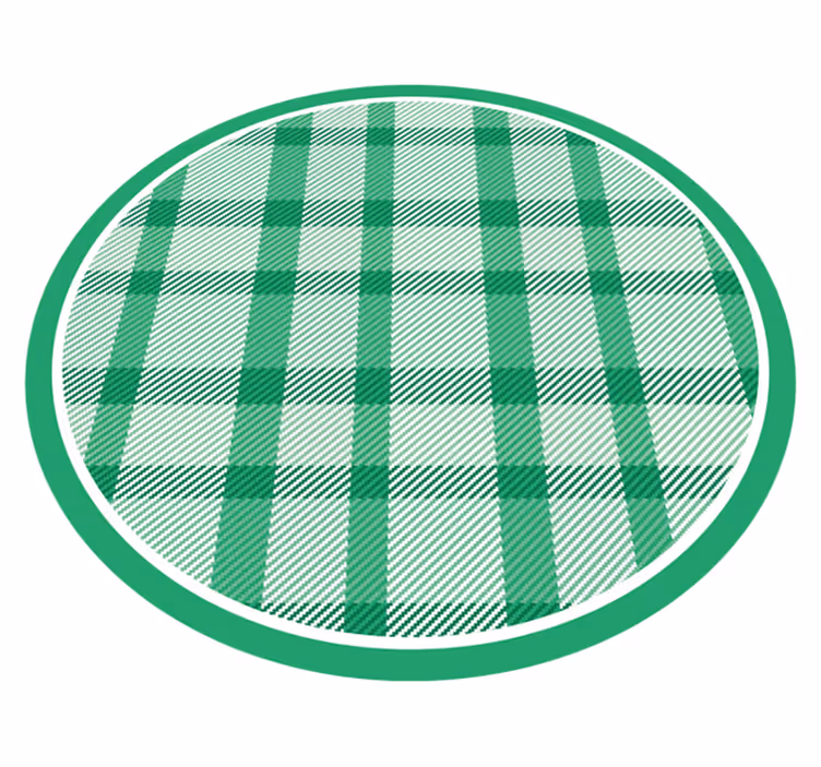 Tapete vinílico redondo padrão xadrez verde - TenStickers