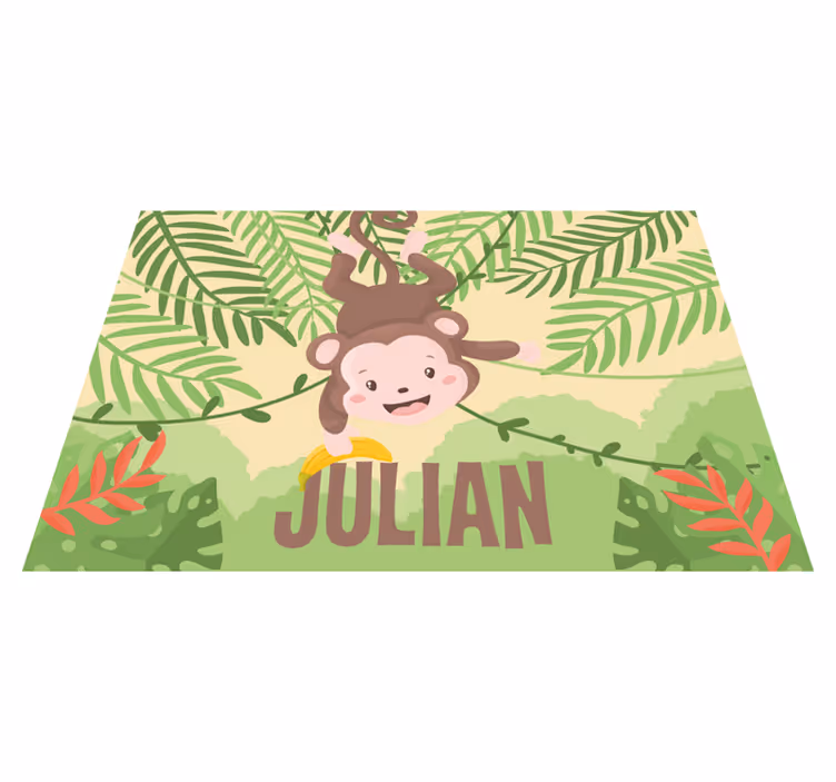 Tapete vinílico com nome tema de macaco brincalhão - TenStickers