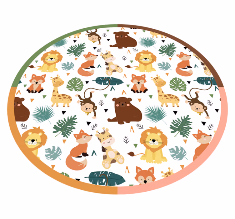 Animais selvagens fofos com folhas de tapete de animais - TenStickers