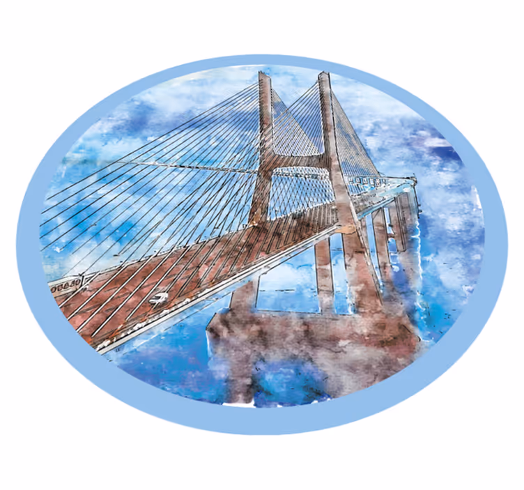 Tapete vinílico redondo pontes sobre a água - TenStickers