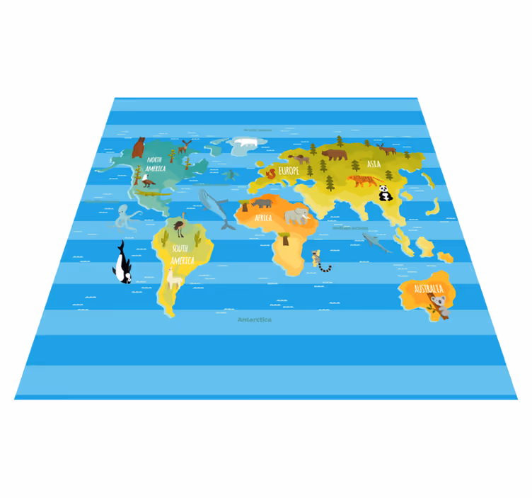 Tapete vinílico de mapa mundial listrado azul - TenStickers