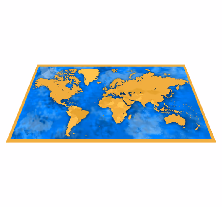 Tapete vinílico de mapa mundial cartografia dourada e azul - TenStickers