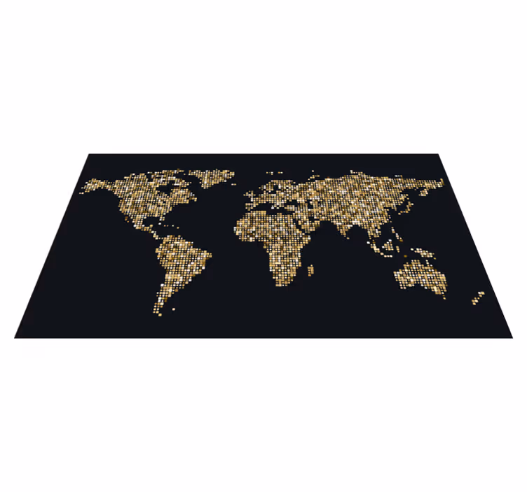 Tapete moderno preto e dourado com mapa do mundo - TenStickers
