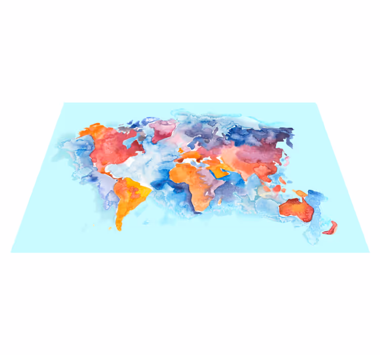 Tapete vinílico de mapa mundial colorido - TenStickers