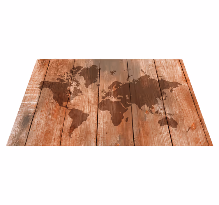 Tapete vinílico de mapa mundial efeito madeira - TenStickers