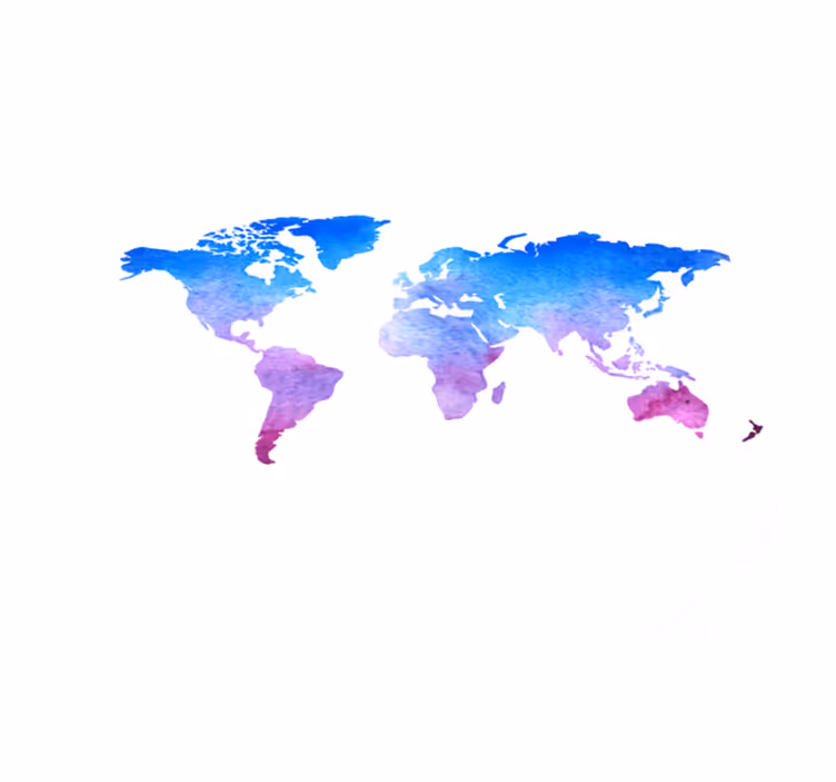 Tapete vinílico de mapa mundial textura aquarelada circular - TenStickers