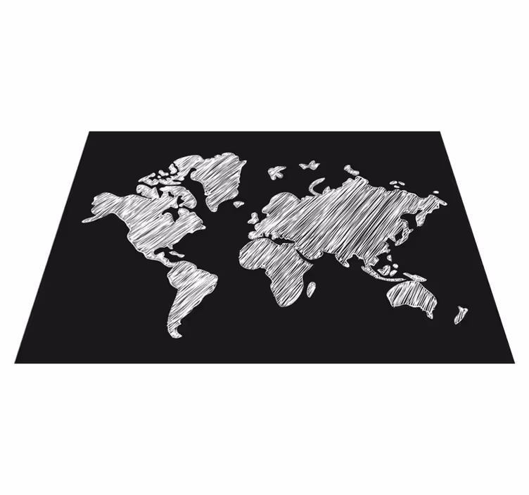 Tapete vinílico de mapa mundial design cinza de quadro-negro - TenStickers